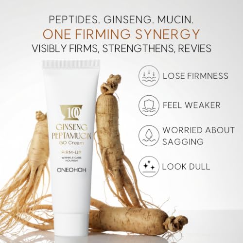 Image of Ginseng Peptamucin GO Cream, Korean Red Ginseng + 8 Peptides + 5 Plant Mucin Firming Moisturizer for Firming & Wrinkle Care, Korean Skin Care Face Cream 1.69 fl oz