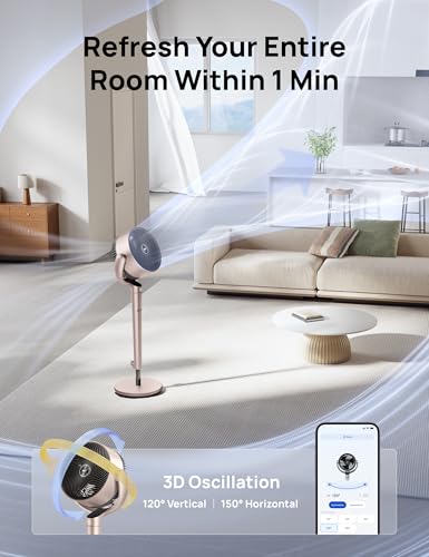 Image of Dreo Smart Fan for Bedroom, Position-based Oscillation, 150+120 3D Oscillating Fan, 110ft Pedestal Fans with Wi-Fi /Voice /Remote, Standing Fans Work with Alexa /Google, 9 Speeds, 6 Modes, Starlight