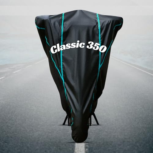 Image of Motorcycle Bike Body Cover for Outdoor Use - Heavy Fabric Water Resistant Two Wheeler Cover with UV, Dust & Rain Protection Compatible for Classic 350