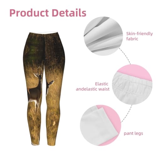 Leggings de compresión para mujer con estampado de ciervos en tejido suave y elástico 6