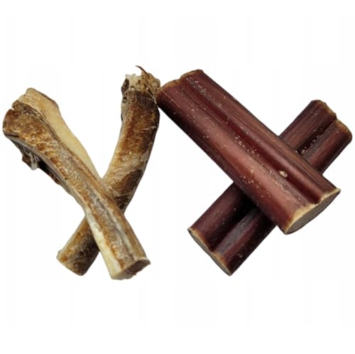 Lucze, Welpen Kauknochen, 4 Stück, Kauartikel für kleine Hunde und Welpen, 2X Ochsenziemer & 2X Schweinerippen Mini Mix, 100 % Natürlich, Getreidefrei, Schonend Getrocknet, Premium Hundesnack