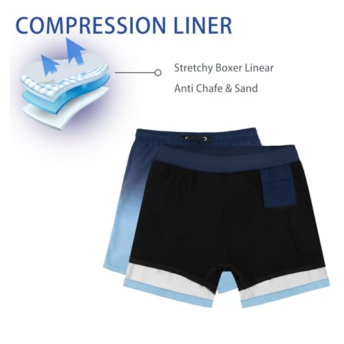 Mens Swimming Shorts with Quick Dry Swim Trunks Bathing Suit 2 in 1 Stretch Beach Swimsuit for Surfing Sport3