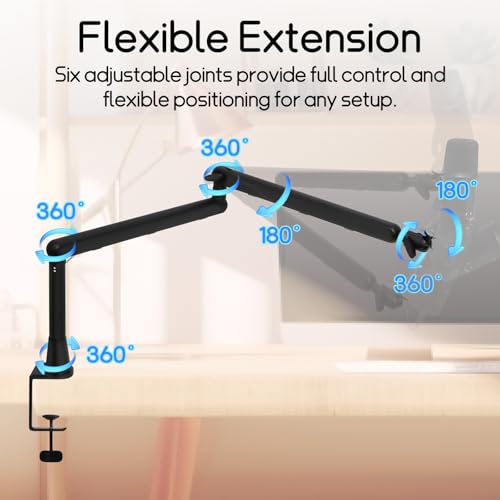 Bras micro avec tige d'extension réglable support pliable pour podcast et studio - 2