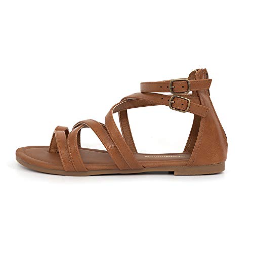 FUNKYMONKEY Girls Gladiator Strap Sandals Flat Fisherman Thong Cross Strappy Sandals2