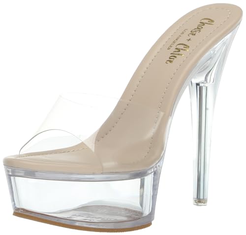 Chase & Chloe Women's Clear Stiletto High Heel Platform Sandals - Main Image