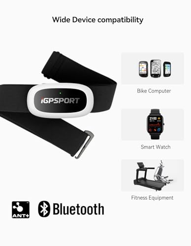 iGPSPORT HR50 Cycling Sensor Chest Strap, IPX7 Waterproof Bluetooth ANT+ for Cycling Running Jogging Yoga Fitness (Chest Strap)