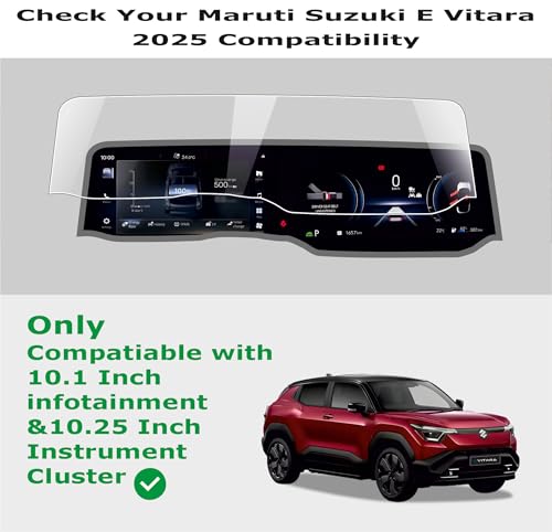Image of OHAYO 9H Hard Screen Protector for Maruti Suzuki e VITARA 2026 | Compatible with 10.1 Inch Infotainment Display & 10.25 Inch Instrument Cluster | Military Strength, Scratch Resistant, HD Clear, Bubble Free, Easy Installation | Not Tempered Glass