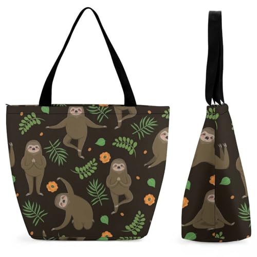 Sac à main femme paresseux grand sac cabas épaule zippé imprimé animal