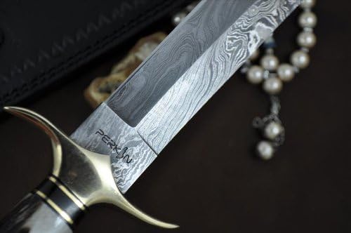 Miniatura 6 de Perkin Cuchillo de caza hecho a mano de acero Damasco - Cuchillo de caza Beautifu con funda
