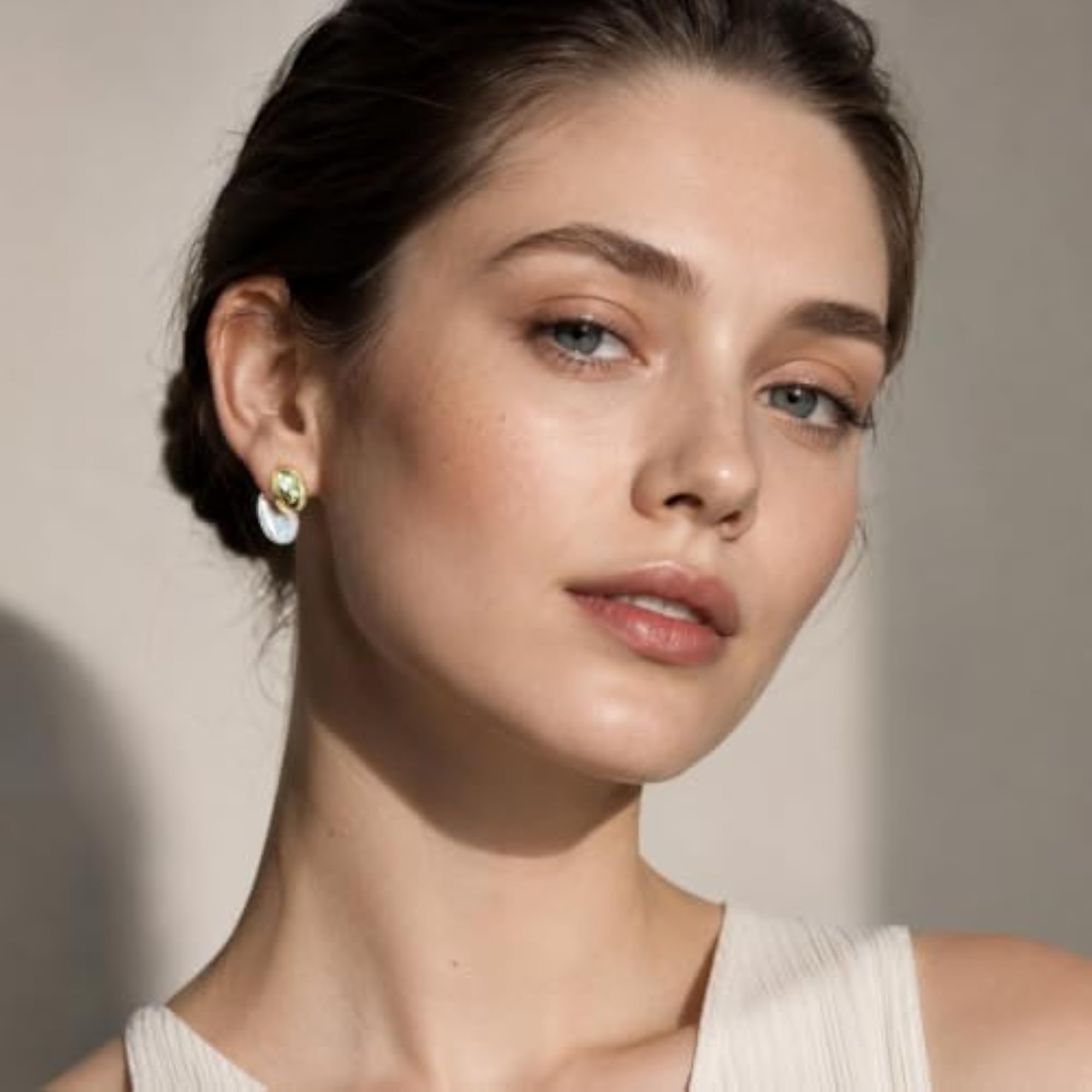 Women's Gold & Silver Toned Two-Tone Oval Stud Earrings