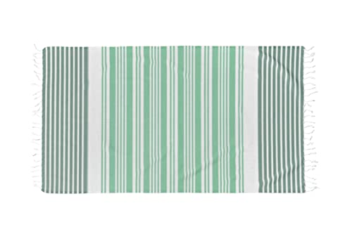 Toalla de playa 90 x 170 cm fouta toalla de playa playa piscina multiusos toalla de mezcla algodón con flecos multiusos pareo cubre traje bikini hammam (diseño arena color verdes) Cover