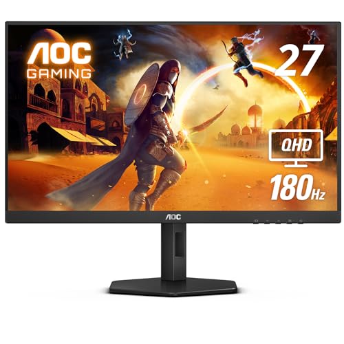 AOC Q27G4XN 27″ Gaming Monitor, 2K QHD 2560×1440, 180Hz 1ms, Adaptive-Sync, Height Adjustable, 2X HDMI 2.0, 1x Display Port, Xbox/PS5/Switch Ready, 3-Year Zero-Bright-dot