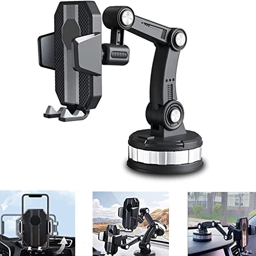 Car Phone Holder Mount Universal Sticky Suction Cup Phone Holder, Upgraded Long Arm Handsfree Cell Phone Stand Heavy Duty Truck Mobile Phone Mount for Dashboard/Windshield/Window/Car Sunroof