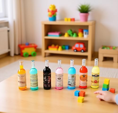 1:12 mini Alcohol Bottles Mini Food Miniature Dolls Mini House Drink Accessories for Dollhouse Miniature (15 Pcs)