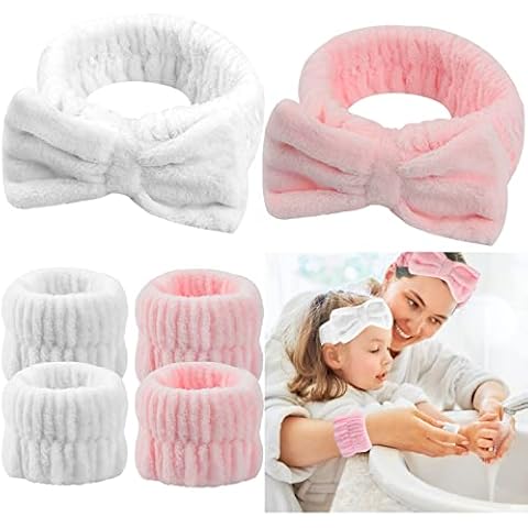 HoveBeaty Wrist Towels for Washing Face, Spa Face Wash Headband and Wristband Set Microfiber Wrist Scrunchies Highly Absorbent Washband (6 PCS) Cover
