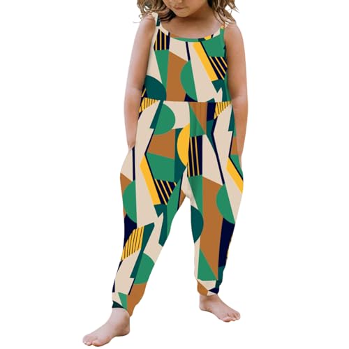 Kislio Toddler Baby Girls Jumpsuit One Piece Mermaid Romper Sleeveless Strap Summer Outfits Pockets Clothes 1-6 Years
