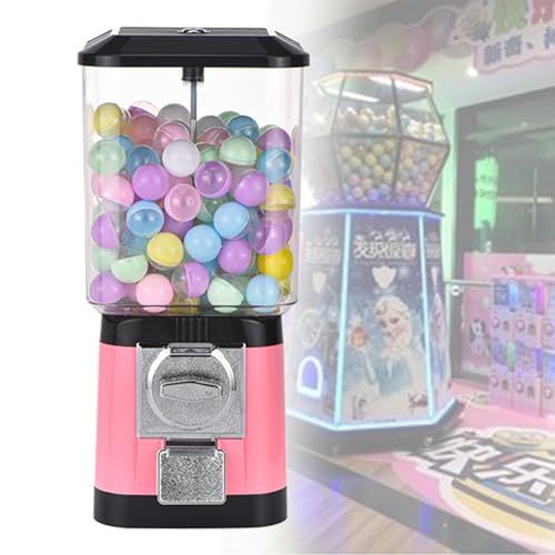 LwiftGal Kapselautomat mit 200 Bällen/Kapselschale, kommerzieller Bonbon-Kaugummiautomat, automatischer Kapsel-Hüpfballspender, für Spielwarenläden Pink-Capsuleshell