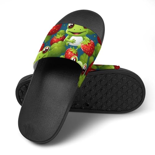 Frogs And Strawberries House Sandals Non-Slip Bathroom Slippers Beach Summer Shoes for Men Women4