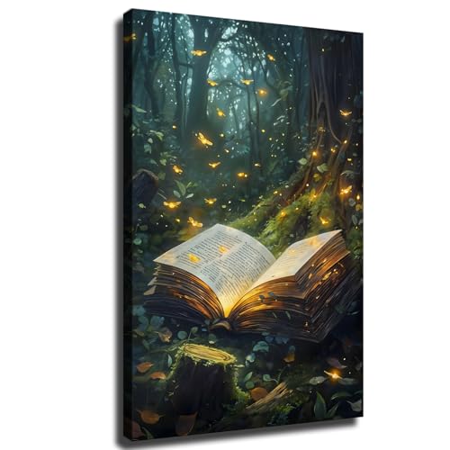 Fantasy Book Forest Poster Canvas Framed Wall Art Prints Painting