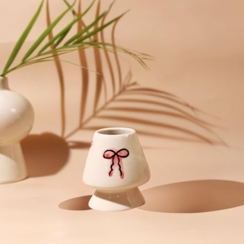 Image of Craftribal Handmade Ceramic Ribbon Matcha Bowl with Whisk Holder - Pottery Chawan for Japanese Tea Ritual, Matcha Lovers & Gifting|Bowl - 5.5 inches|Holder-2.5 inches|Design-Ribbon