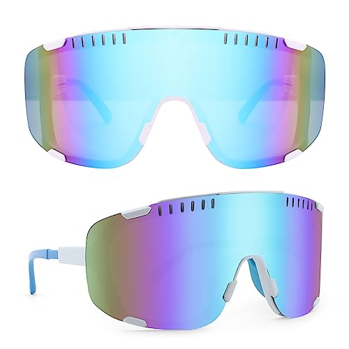 Karsaer Vision Cycling Sports Sunglasses Windproof Goggles for MTB Running Beach Volleyball Baseball Large 80s Visor Shades