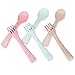 Toddler Forks and Spoons Utensils Set Baby Silverware Kids Forks and Spoons Set 6 Piece Natural Wheat Straw Material Self Feeding Training Cutlery for Baby Eating 12-48 Months Infant Dishwasher Safe