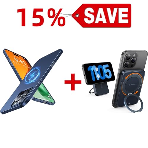 TORRAS Ostand 10,000mAh QI2 Magnetic Battery Pack with Stand & Magnetic Case — Buy Together to Save 15%