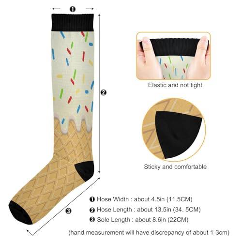 Kigai Ice Cream Cone Compression Socks for Women Men, Circulation Knee High Stockings for Running Cycling Medical3