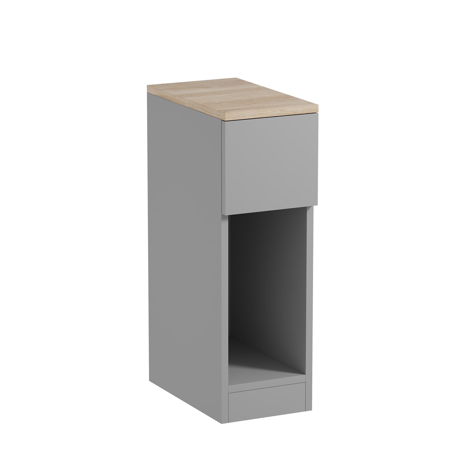 gszbme Slim Bedside Table with Drawer & Open Shelf, 20cm Wide