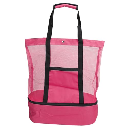 Beach Mesh Handbag, Lightweight Mesh Beach Bag Double Zippered Removable Cooler for Picnic Camping Travel - Main Image