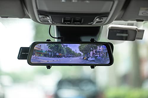 Plinius 10" 4K Mirror Dash Cam Backup Camera, 2160P Full Hd Smart Rearview Mirror For Cars & Trucks, Front And Rear View Dual Cameras, Night Vision, Parking Assistance, Free 32Gb Card #TOP1