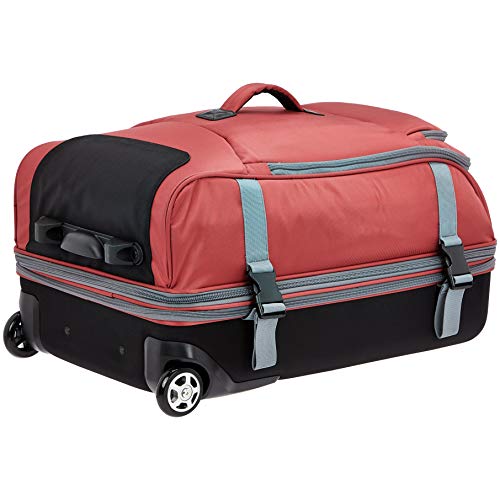 Amazon Basics Rolling Travel Duffel Bag Luggage with Wheels, Medium, Red