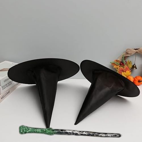 Image of WANNA PARTY Pack of 2 Kid's Hogwarts Student Witch Costume Hat with Harry The Magician Magic Wand for Pretend Play Party Costume Halloween Costume Cosplay Accessory|Magical Costume Theme Party