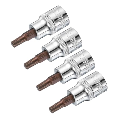 QUARKZMAN 4 Stück 3/8 Drive x T30 Torx Bit Steckschlüssel, S2 Stahl Bits CR-V Steckschlüssel 48mm Länge Verwendung mit Ratschenschlüssel, Schiebestange, Verlängerungsstange