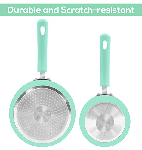 Utopia Kitchen Nonstick Saucepan Set - 1 Quart And 2 Quart - Glass Lid - Multipurpose Use For Home Kitchen Or Restaurant (Green-Black) #TOP5