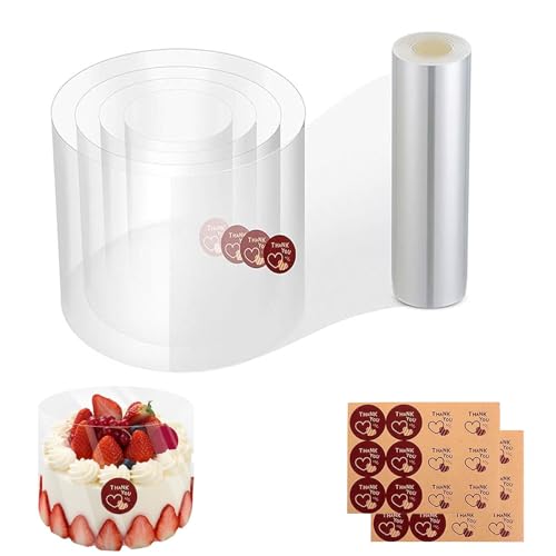 Neylokfen Tortenrandfolie 20cm x 5m Transparent Acetat Rolle Wiederverwendbar Hochwertiges PET-Material Ideal für Cremetorten Mehrstöckige Torten und DIY Kuchen