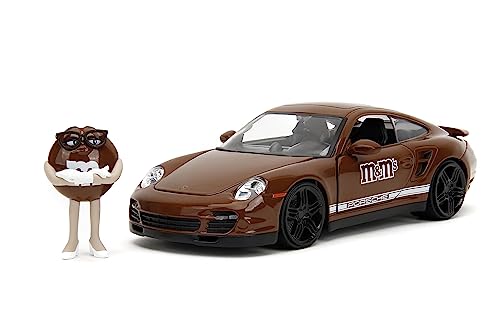 Jada M&M's Porsche 911 Turbo 1:24 y Figura Brown 2.75" miniatura 1