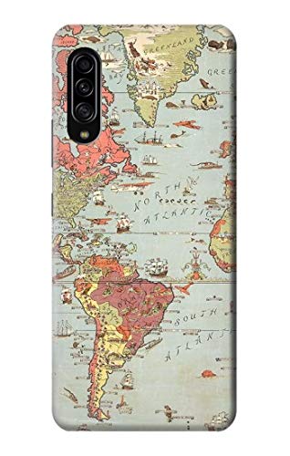Samsung Galaxy A90 5G coque vintage world map étui de voyage pour nomade