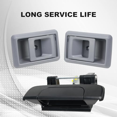 AUROLYNNE 5-Piece Inside Interior& Exterior Door Handle Set Fit for 1995-2004 Tacoma 2.4L 2.7L 3.4L 69220-35020 69210-35020 6922035020 6921035020 (Black&Light Gray)