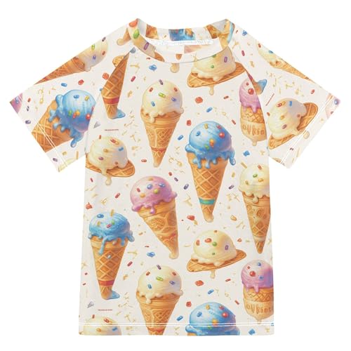 Cartoon Ice Cream Bathing Suit Kids UV Protection Sports Clothes Swimwear Beach Tops 3T