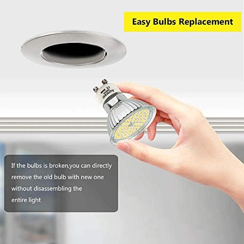 6 Pack Recessed LED Spotlights GU10 5W 500lm Ceiling Spotlights AC 230V Natural White 4000K Recessed Ceiling Lamp Waterproof IP23 for Bathroom, Living Room, Kitchen Corridor, Gallery Shop
