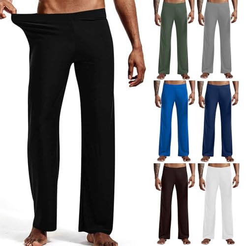 Cambkatl Men's Straight Leg Pajama Pants Comfy Elastic Waist Pjs Bottoms Stretch Sleepwear Lounge Trousers2