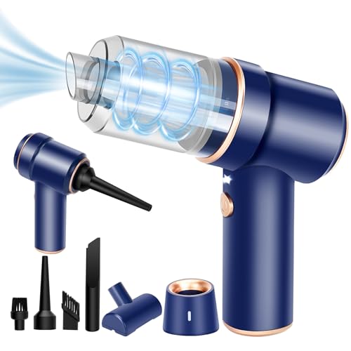 Honlibey 8Kpa Mini Handheld Vacuum Cleaner, 120W High Power Cordless Keyboard Vacuum, 2-in-1 Desk Vacuum & Air Duster with LED Light & Multi-Nozzles for Car, Computer, Sewing Machine