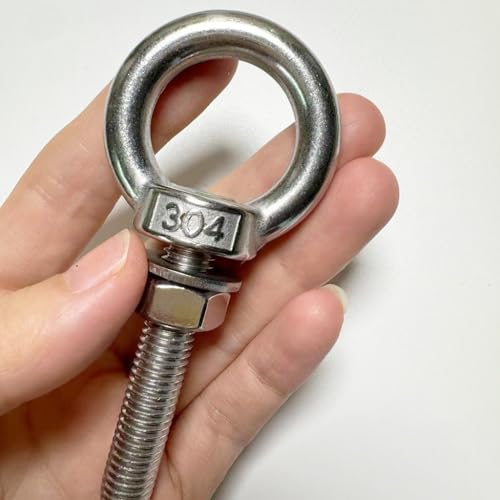Image of Shoulder Eye Bolt, 2 PCS M10 Heavy Duty Lifting Ring 2 inch Threaded Eyebolt Lifting Ring Eye Bolts with Nuts and Flat Washers(Thread Length 50mm)
