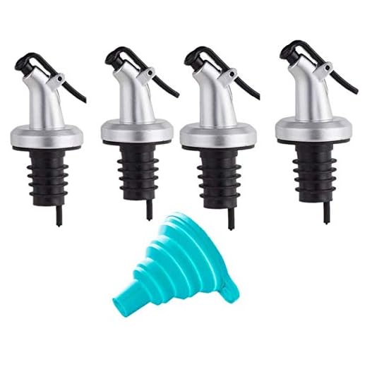 SJT4Pcs olive oil dispenser with leak-proof cap for 16mm-19mm bottle mouth Used to pour oil, olive oil, vinegar, wine or salad dressing bottle dispenser + 1Pc folding funnel design