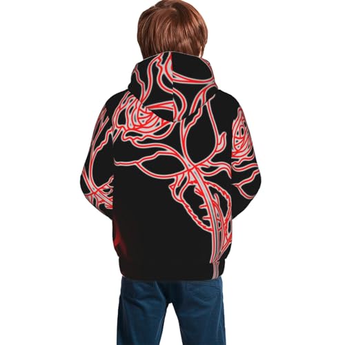 Red Rose Boy, Girls Sports Shirt Youth Pullover Fashion Hooded Sweatshirt2