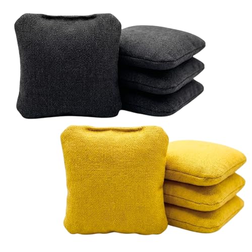 SC Cornhole Games Professional Dual Sided Cornhole Bags- 16 oz 6x6 w/Premium Resin Fill - Official Tournament Slide/Stick Pro Bean Bags - Regulation/Approved (Yellow/Black)