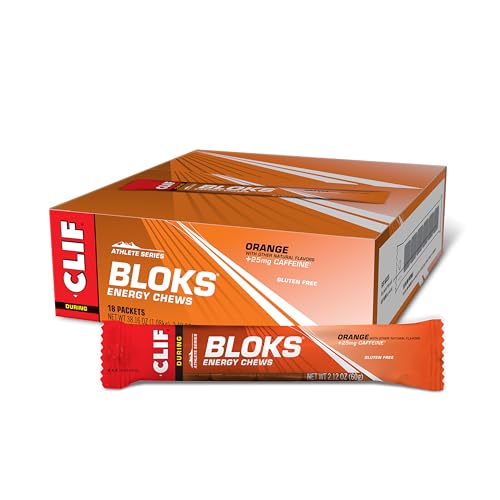 Clif BLOKS - Energy Chews - Orange Flavor - 25mg Caffeine (2.1 Ounce Packet, 18 Count)