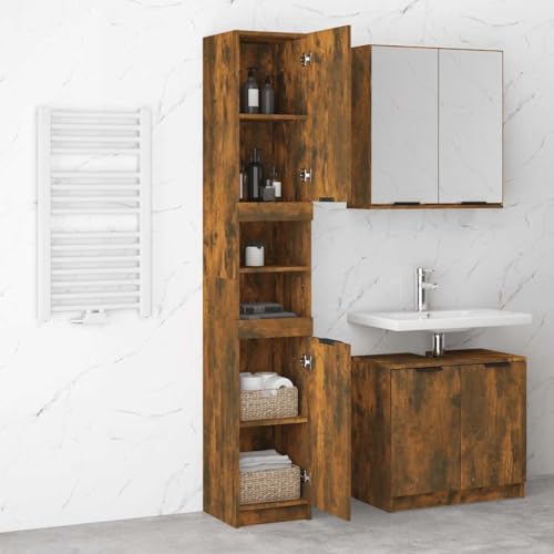 Armario alto para baño de 32 cm con 6 compartimentos y puerta reversible 5
