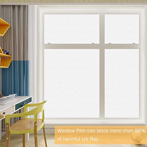Image of SUNBIRD Privacy Window Film,Frosted Glass Window Film Static Cling Non-Adhesive UV Blocking Glass Window Sticker for Bathroom, Opaque Vinyl (24 by 240 Inch, Pure Frosted)